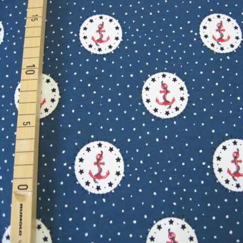 Jersey mittelblau mit weißen Punkten und roten Ankern