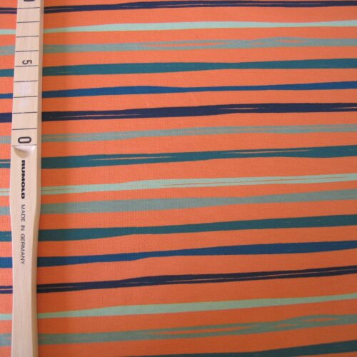 French Terry orange bunt gestreift