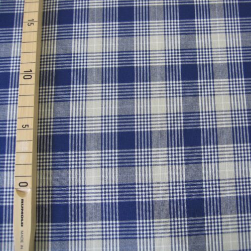 Webstoff beige-blau kariert "Klassiker"