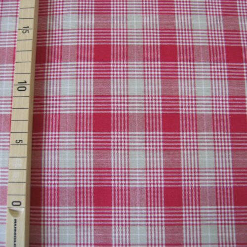 Webstoff beige-rot kariert "Klassiker"