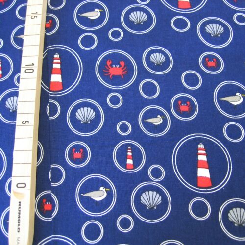 Druckstoff dunkelblau mit maritimen Motiven "Georg"