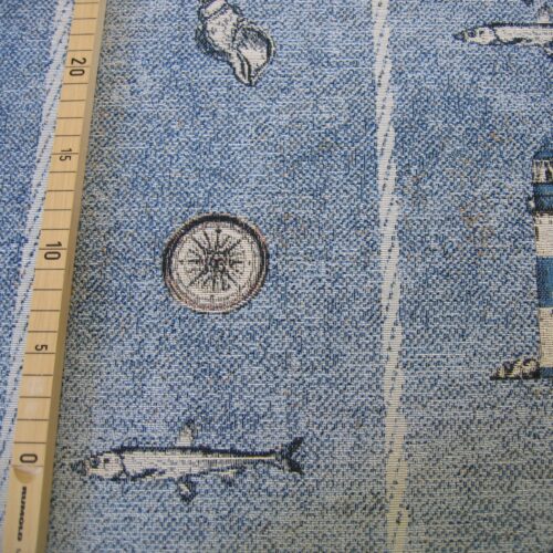 Canvas, Gobelin, bläulich meliert mit maritimen Motiven