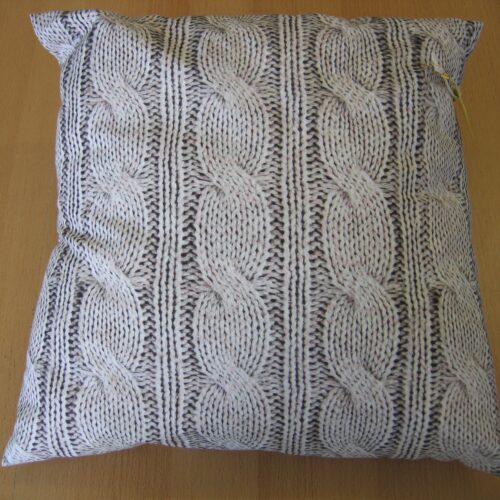 Kissen Baumwolle beige-grau in Strickoptik