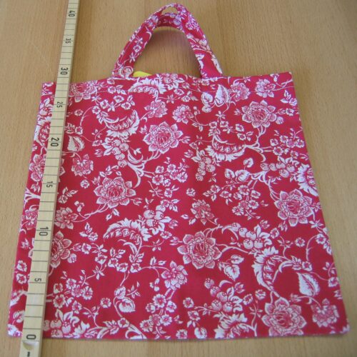 Tasche Baumwolle rot mit Blumen