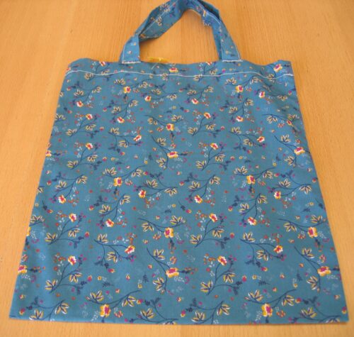 Tasche Baumwolle blau mit Blumen