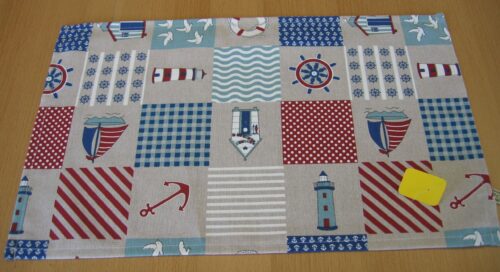Tischset Canvas natur Quadrate mit maritimen Motiven