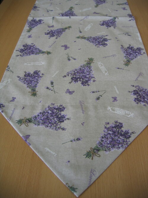 Tischläufer (sF) Canvas natur mit Lavendel (45x140)