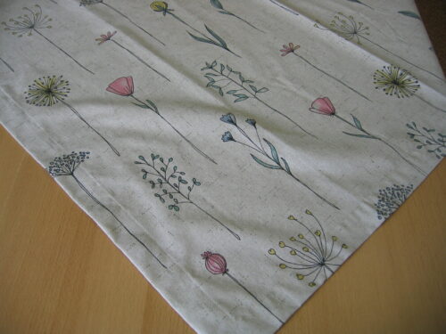 Tischdecke Canvas natur mit Blumen (100x100)