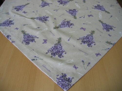 Tischdecke Canvas natur (Leinenlook) mit Lavendel (100x100)