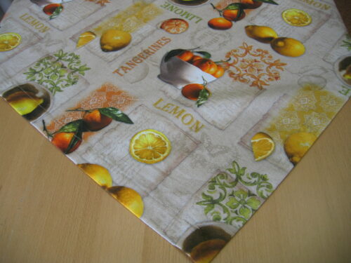 Tischdecke Canvas natur mit Zitronen (100x100)