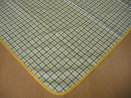 Tischdecke Baumwolle grün-gelb-weiß kariert (80x80)