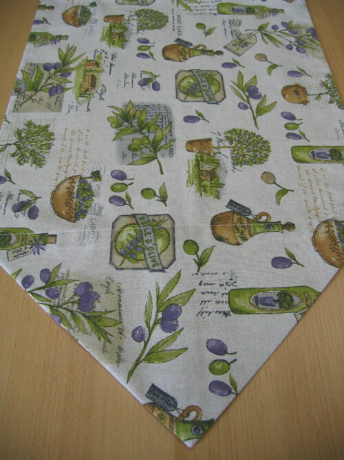 Tischläufer (sF) Canvas natur (Leinenlook) mit Olivenöl (45x140)
