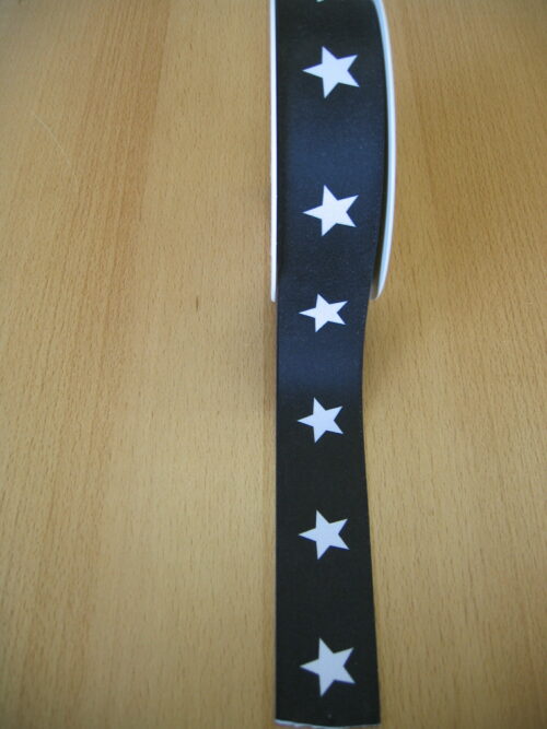 Gummiband schwarz mit weißen Sternen 4 cm