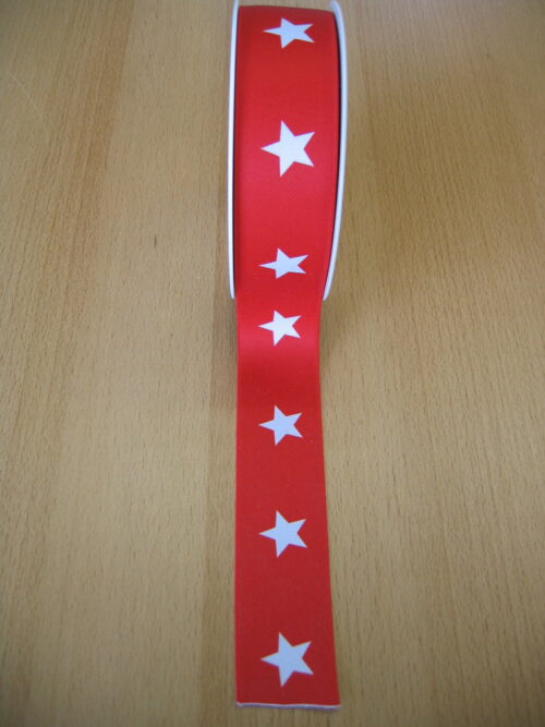 Gummiband rot mit weißen Sternen 4 cm