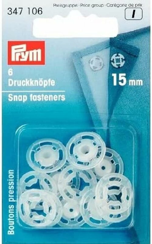 Druckknöpfe zum Annähen 15 mm weiß Kunststoff (PrymI)