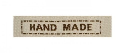Applikation Weblabel HAND MADE 45 x 10 mm beige