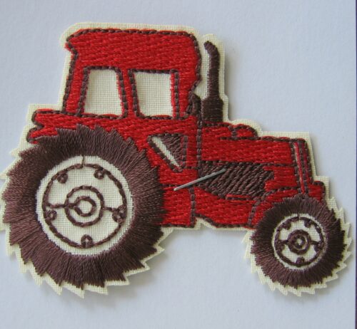 Applikation Traktor rot zum Aufbügeln ca. 5 x 7,5 cm