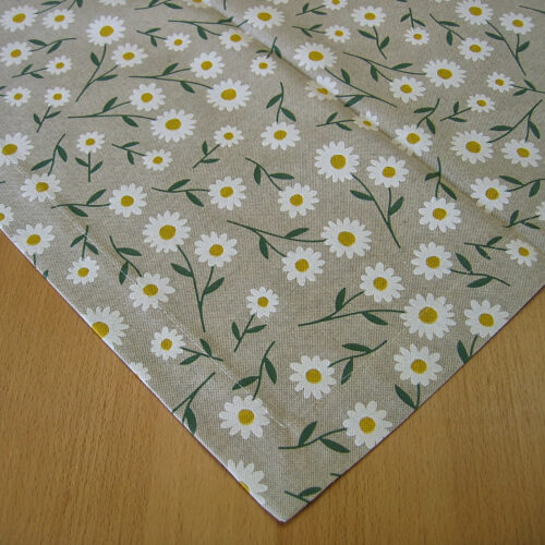 Tischdecke Canvas natur (Leinenlook) mit Margeriten (100x100)