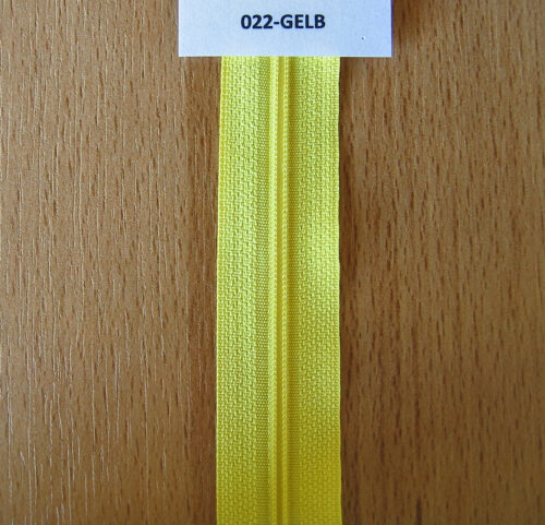 Reißverschluss 3 mm Meterware endlos incl. 2 Zipper/Schieber gelb