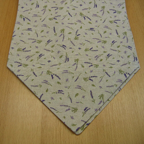 Tischläufer (sF) Canvas natur (Leinenlook) mit kleinen Lavendelblüten (30x100)
