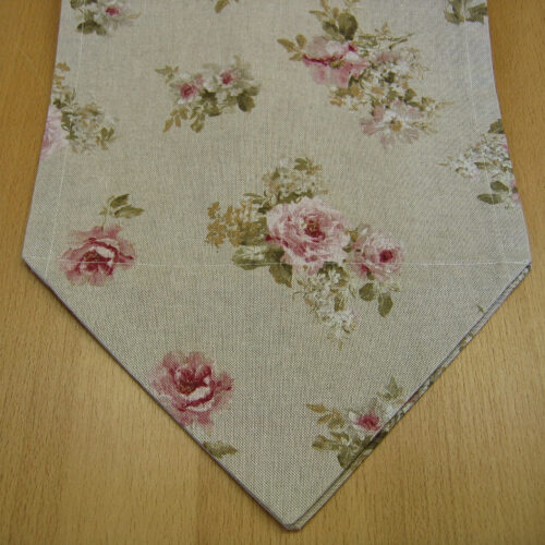 Tischläufer (sF) Canvas natur (Leinenlook) mit großen Rosen (30x100)