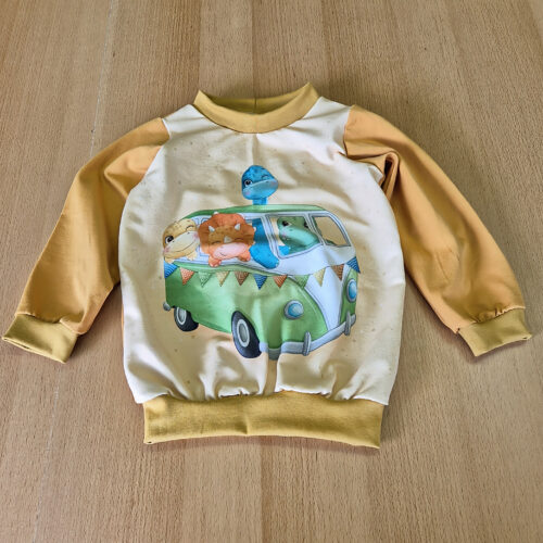 Kinderpulli Jersey Tiere im Auto 86/92