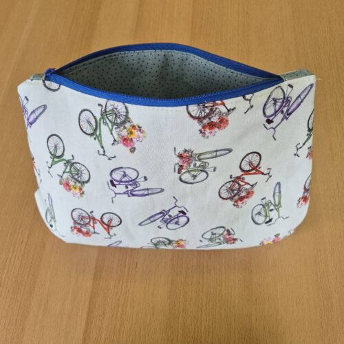 Kosmetiktasche Baumwolle hellmint mit Fahrrädern