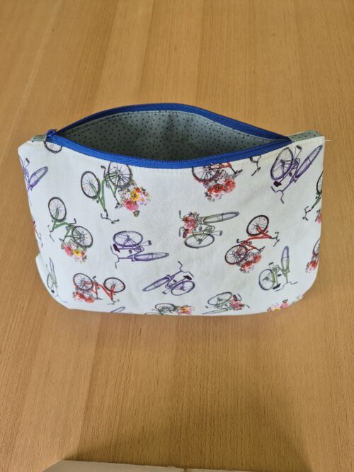 Kosmetiktasche Baumwolle hellmint mit Fahrrädern