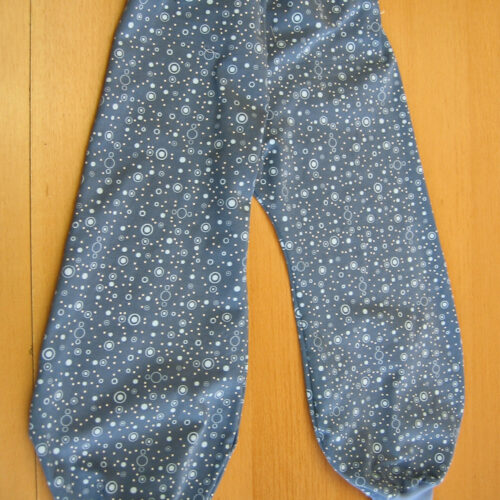 Kinderhose Jersey 104 blau mit Kreisen und weißen Punkten