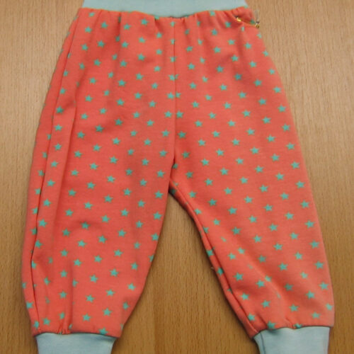 Kinderhose Jersey 62 grüne Sterne auf terracotta