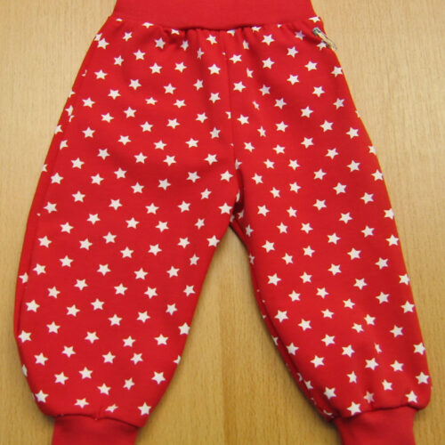 Kinderhose Jersey 62 weiße Sterne auf rot