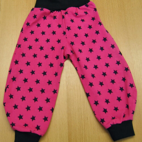 Kinderhose Jersey 80 schwarze Sterne auf pink