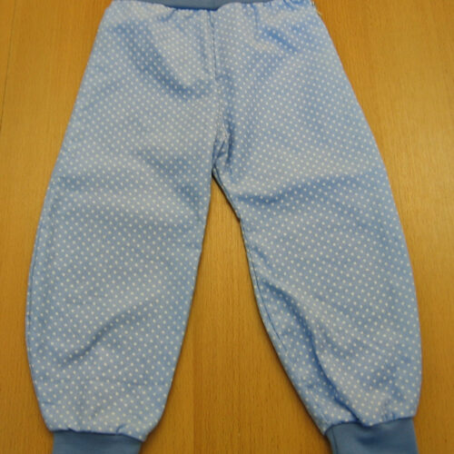 Kinderhose Feincord 92 weiße Punkte auf hellblau