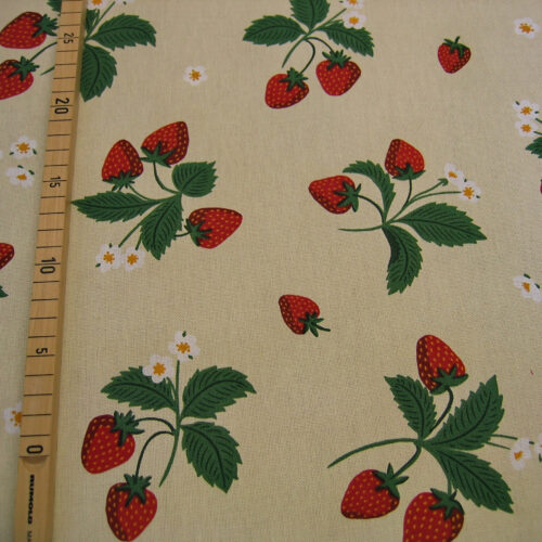 Canvas hellgelb mit Erdbeeren "Strawberry Happy Fruit"