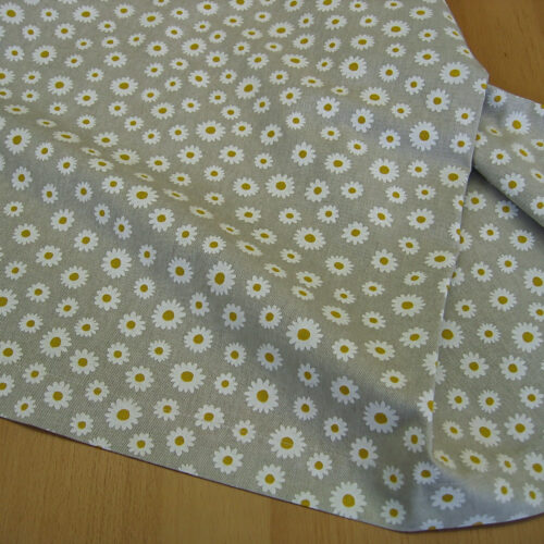 Tischdecke Canvas natur (Leinenlook) mit kleinen Margeritenblüten (100x100)