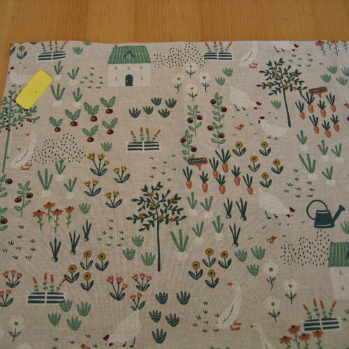 Tischdeckchen Canvas natur (Leinenlook) Garten mit Pflanzen und Gänsen (50x50)