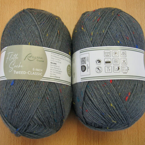 Rellana Flotte Socke 150g 6-fach Tweed-Classic dunkelgrau 7082