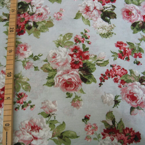 Canvas hellblau mit roten und weißen Rosen