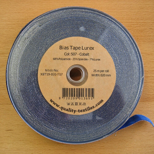 Schrägband elastisch Lurex (Falzgummi) 20 mm kobalt