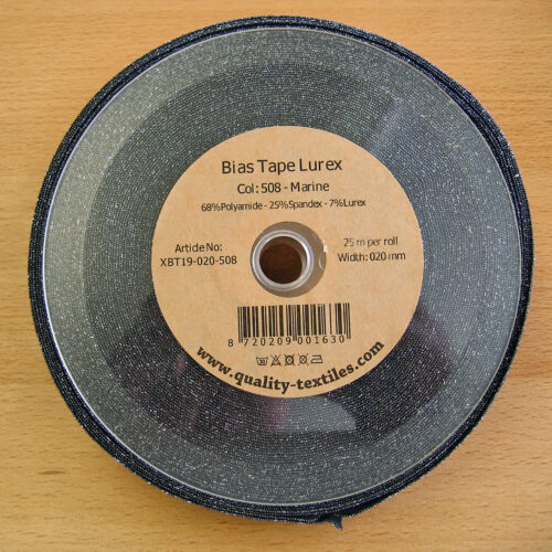 Schrägband elastisch Lurex (Falzgummi) 20 mm marine