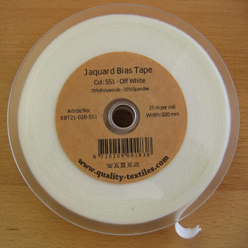 Schrägband elastisch (Falzgummi) 20 mm cremeweiß