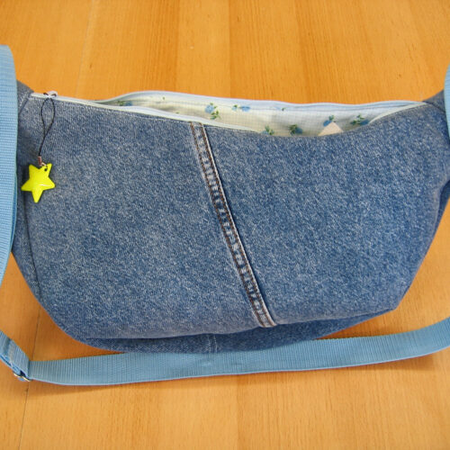 Sicheltasche (halbrunde Tasche) Jeans mittelblau Gr. L