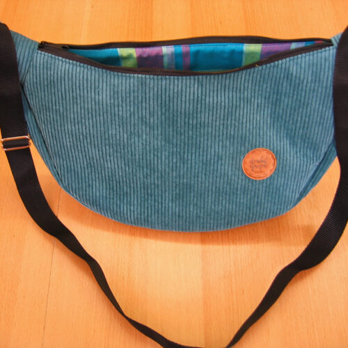 Sicheltasche (halbrunde Tasche) Cord petrol Gr. L