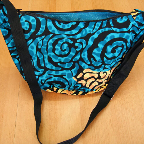 Sicheltasche (halbrunde Tasche) Baumwolle grün-gelb-schwarz African Style Gr. L