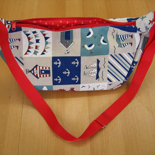 Sicheltasche (halbrunde Tasche) Canvas maritim Gr. L