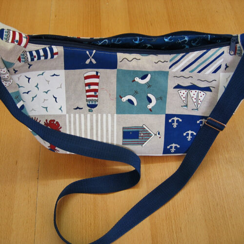 Sicheltasche (halbrunde Tasche) Canvas maritim Gr. L