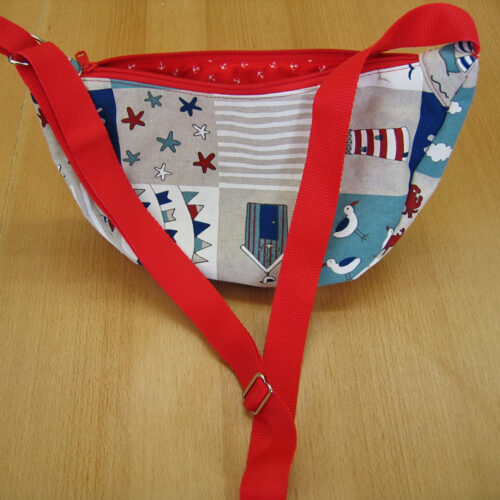 Sicheltasche (halbrunde Tasche) Canvas maritim Gr. S
