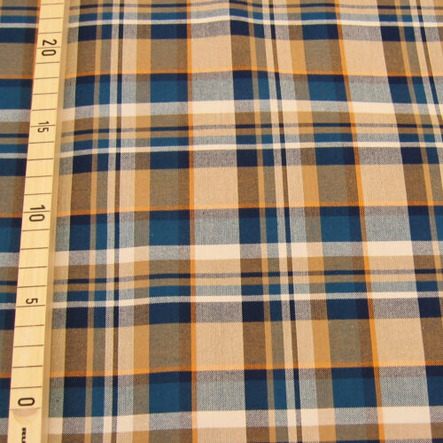 Webstoff petrol-beige kariert "York"