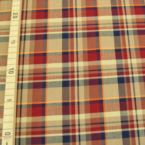 Webstoff burgund-beige kariert "York"