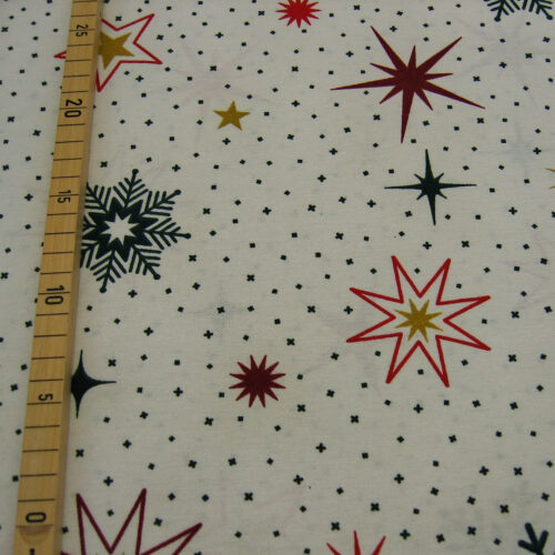 Canvas natur (Leinenlook) mit Sternen "Magic Star Red Gold"